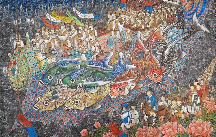 몽어산수현유도 / Dream Fish in Nature Type — A Feng Shui Diagram